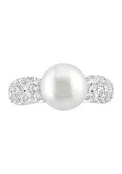 Outlet 🎁 White Topaz and Freshwater Pearl Ring in Sterling Silver by Effy® 🛒 -Effy® Sales Shop Belk 993