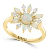 New ❤️ 1/4 ct. t.w. Diamond and 1/2 ct. t.w. Opal Flower Ring in 14K Yellow Gold by Effy® ✨